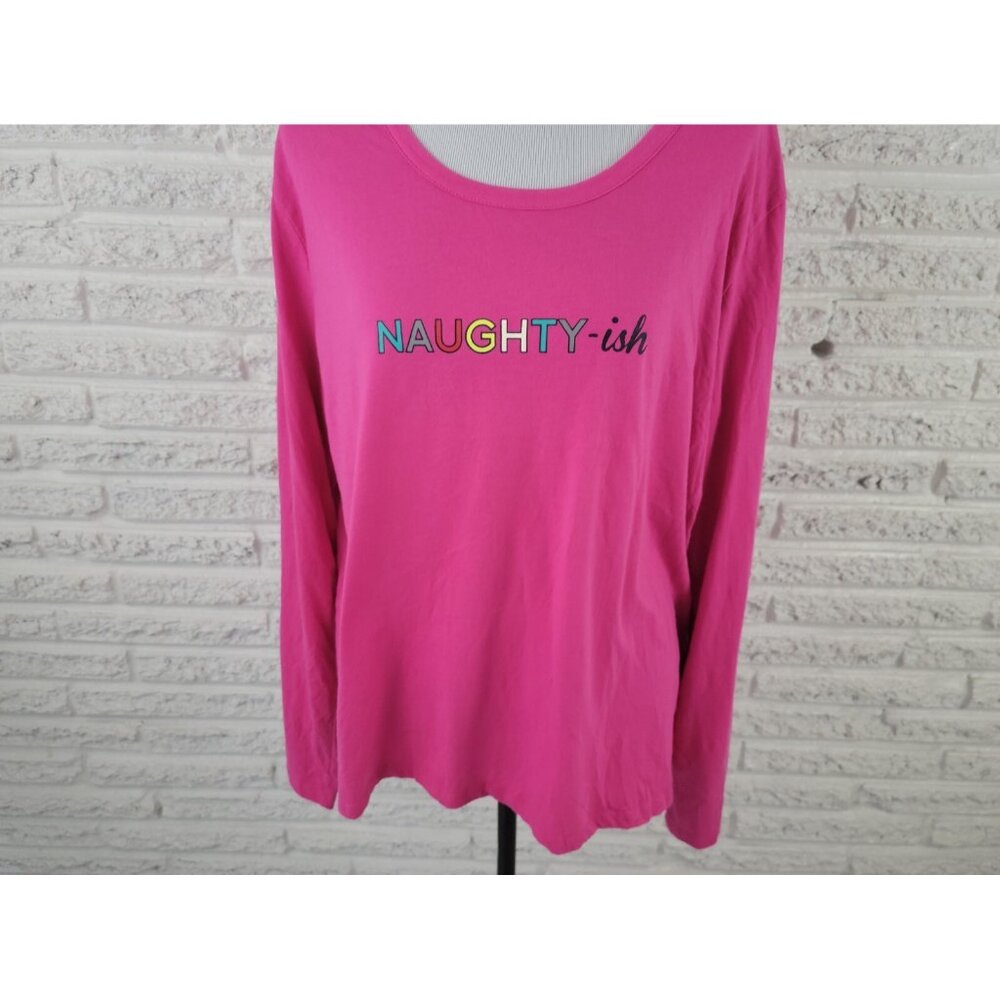 Christmas Women Top XXL Plus Pajama Pullover Naughty Ish Cotton Blend PIN42E - Picture 4 of 7